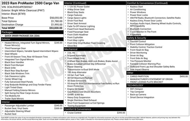 ram promaster cargo van 2023 3C6LRVDG4PE585567 image ram promaster cargo van 2023 3C6LRVDG4PE585567 image